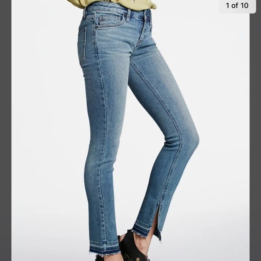 Free People Slit Raw Hem Skinny Jeans
